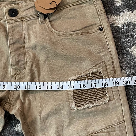 2Y Premium Edition Mens Slim Fit Distressed Khaki Jeans - Picture 12 of 15